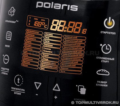 Панель управления мультиварки-хлебопечки Polaris PBMM 1601D